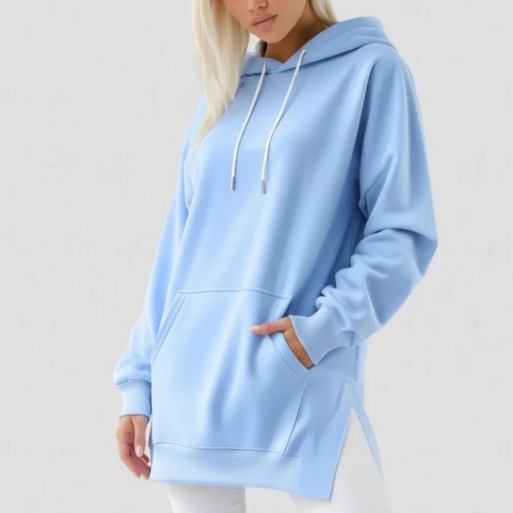 3339 New The Warmy Oversized Hoodie Dress Blue Size XL